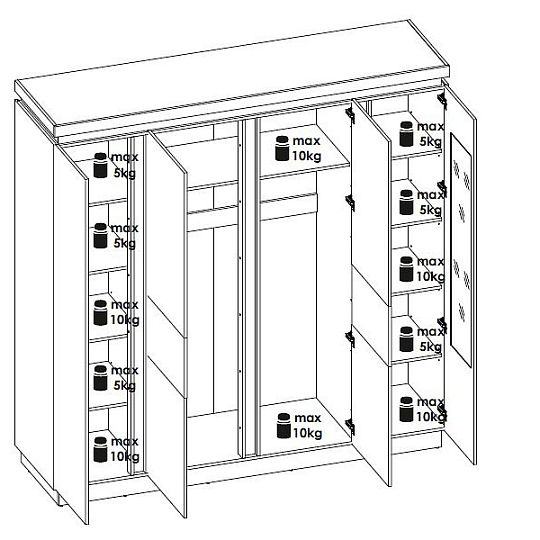 CANTUS 4D šatní skříň, dub riviéra světlý/bílá lesk