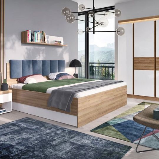 CANTUS 4D šatní skříň, dub riviéra světlý/bílá lesk