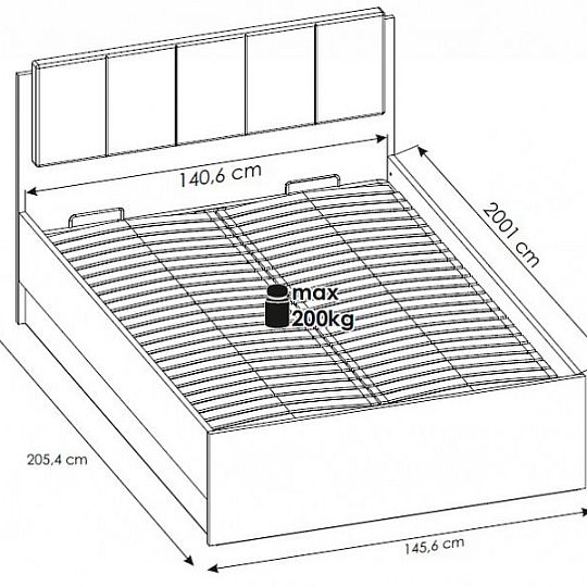 CANTUS postel 140, dub riviéra světlý/bílá
