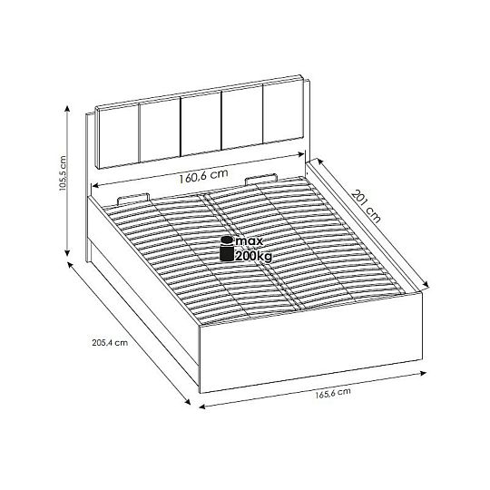 CANTUS postel 160 cm + rošt a úložný prostor, dub riviéra světlý/bílá