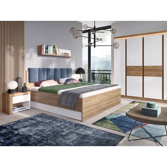 CANTUS postel 160 cm + rošt a úložný prostor, dub riviéra světlý/bílá