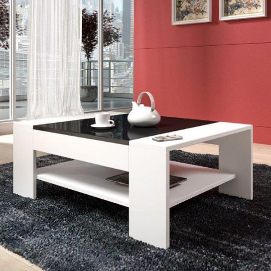 ARKTIC konferenční stolek, bílá/černá lesk