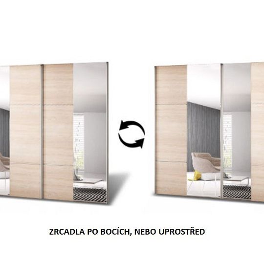 MURPHY 36 šatní skříň 230, grafit/dub sonoma/zrcadlo