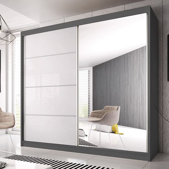 MURPHY 35 šatní skříň 230, grafit/bíla pololesk