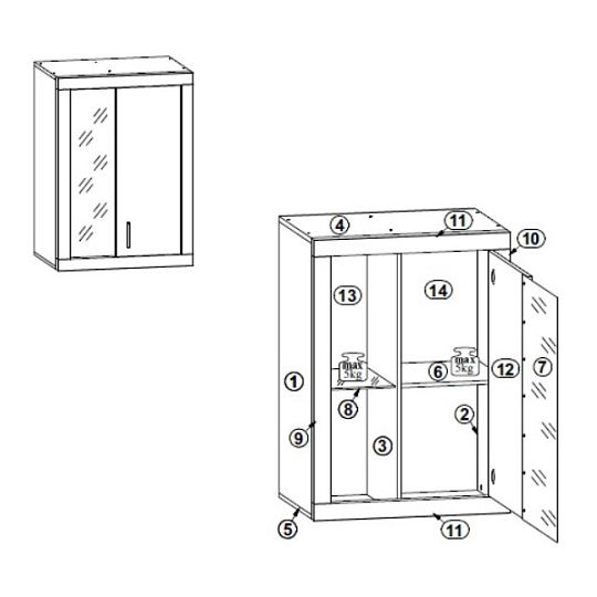 NAXOS obývací stěna, beton/bílá