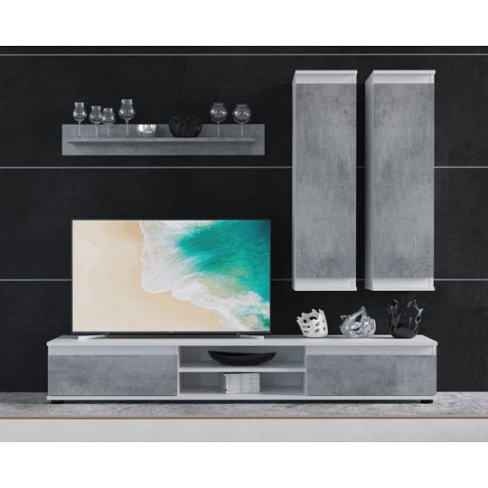 LOUSIANA 1 obývací stěna, beton/bílá