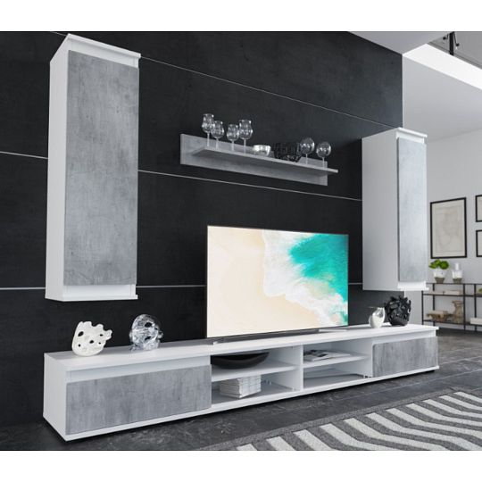 LOUSIANA 2 obývací stěna, beton/bílá