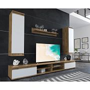 LOUSIANA 2 obývací stěna, dub taxo/bílá