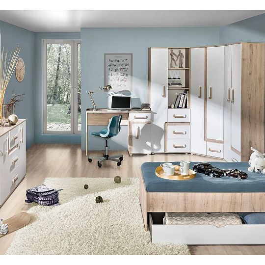 APALUCHA 1 šatní skříň, dub světlý/bílá