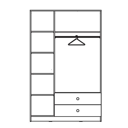 PARADISE 03 šatní skříň, dub artisan/bílá mat/šuplík černý mat