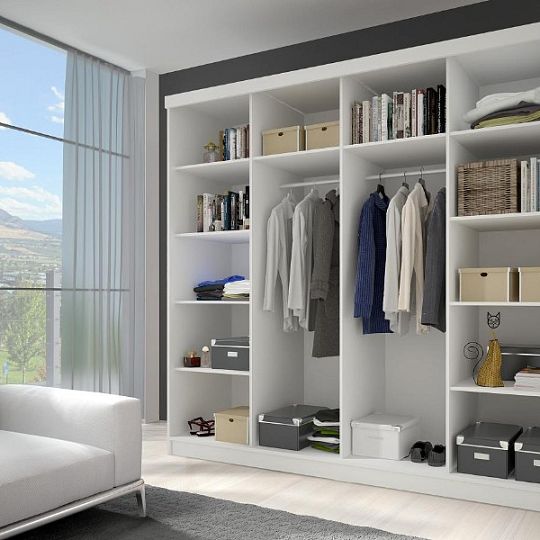 MURPHY 31 šatní skříň 230, grafit/černý pololesk/zrcadlo