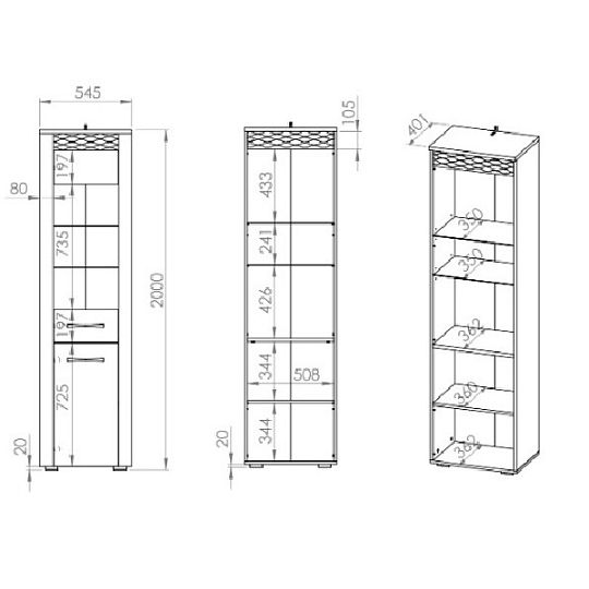 ALVIN 03 vitrína, dub artisan