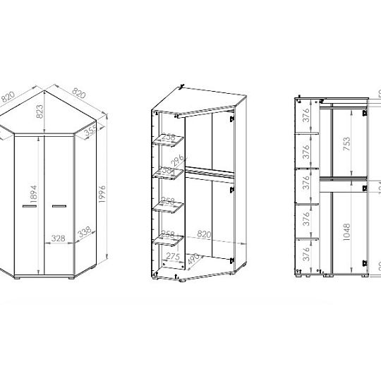 ANDY 04 rohová šatní skříň, dub sonoma