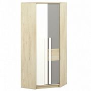 DIVO 0101 rohová šatní skříň, buk fjord/dvířka bílá/buk/šedá