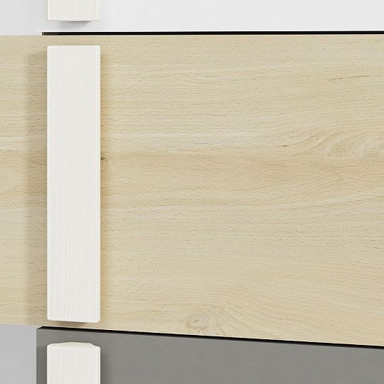 DIVO 0301 policová skříň, buk fjord/dvířka bílá/buk/šedá