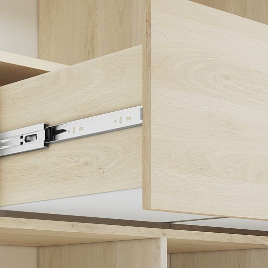 DIVO 0301 policová skříň, buk fjord/dvířka bílá/buk/šedá