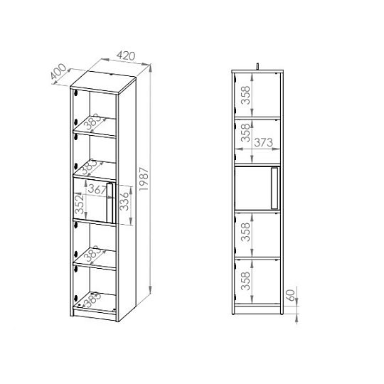 DIVO 0601 regál úzký, buk fjord
