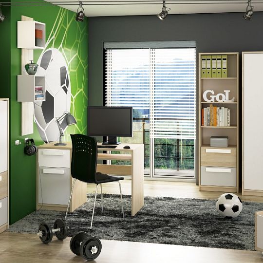 DIVO 0701 komoda, buk fjord/dvířka bílá/buk/šedá