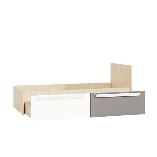 DIVO 1702 postel 90 cm, buk fjord/dvířka bílá/šedá