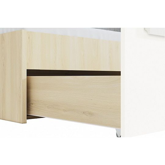 DIVO 1702 postel 90 cm, buk fjord/dvířka bílá/šedá