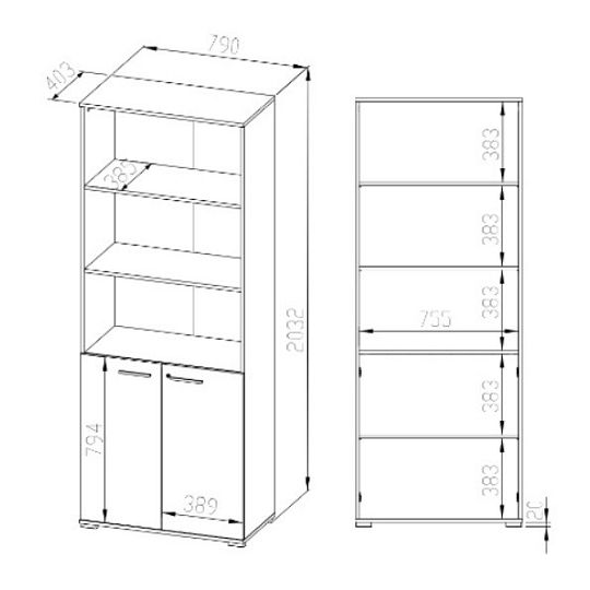 OLIER 04 regál, dub sonoma