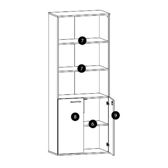 OLIER 04 regál, dub sonoma