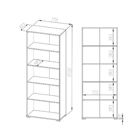 OLIER 05 regál, dub sonoma
