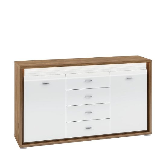 DAFNE 04 komoda, ořech/bílá lesk/lišta bílá
