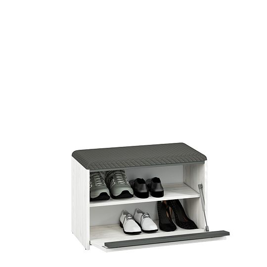 HATTERIA 02 botník široký, borovice bílá/šedá