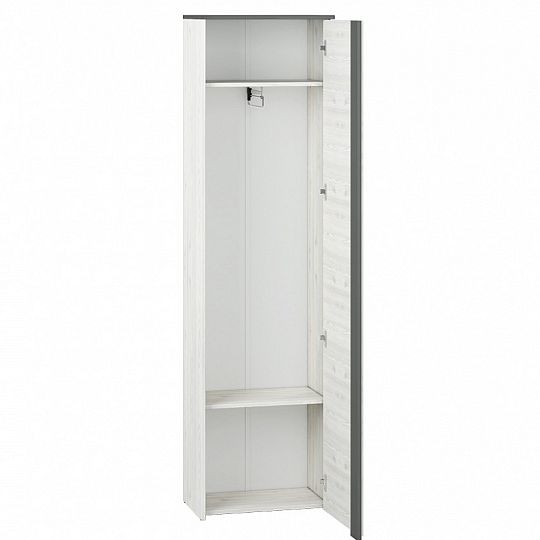 HATTERIA 06 šatní skříň, borovice bílá/šedá