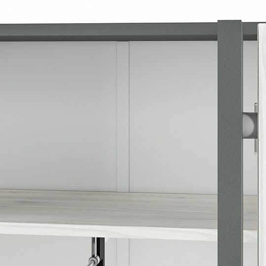 HATTERIA 06 šatní skříň, borovice bílá/šedá