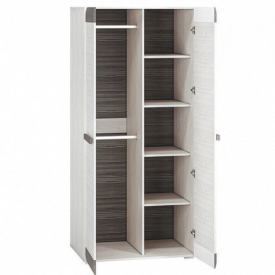 BERNIS 01 šatní skříň, borovice bílá/borovice bílá/šedá