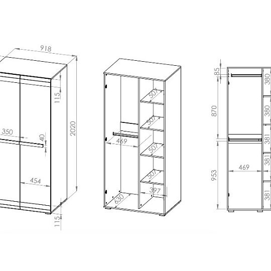 BERNIS 01 šatní skříň, borovice bílá/borovice bílá/šedá