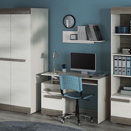 BERNIS 01 šatní skříň, borovice bílá/borovice bílá/šedá