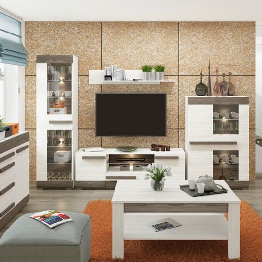 BERNIS 0501 komoda, borovice bílá/borovice bílá/šedá