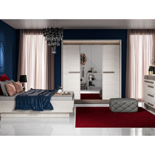 BERNIS 28 šatní skříň, borovice bílá/borovice bílá/šedá