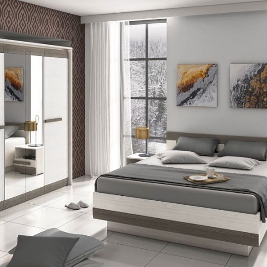 BERNIS 34 postel 140, borovice bílá/borovice bílá/šedá