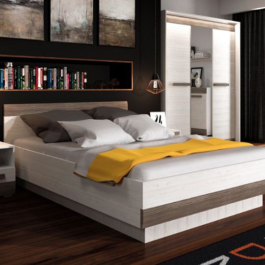 BERNIS 34 postel 140, borovice bílá/borovice bílá/šedá