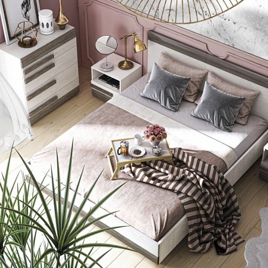 BERNIS 34 postel 140, borovice bílá/borovice bílá/šedá