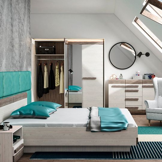 BERNIS 34 postel 140, borovice bílá/borovice bílá/šedá