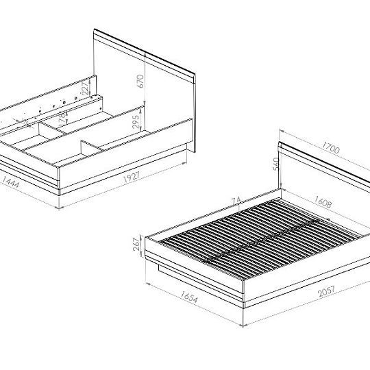 BERNIS 35 postel 160, borovice bílá/borovice bílá/šedá