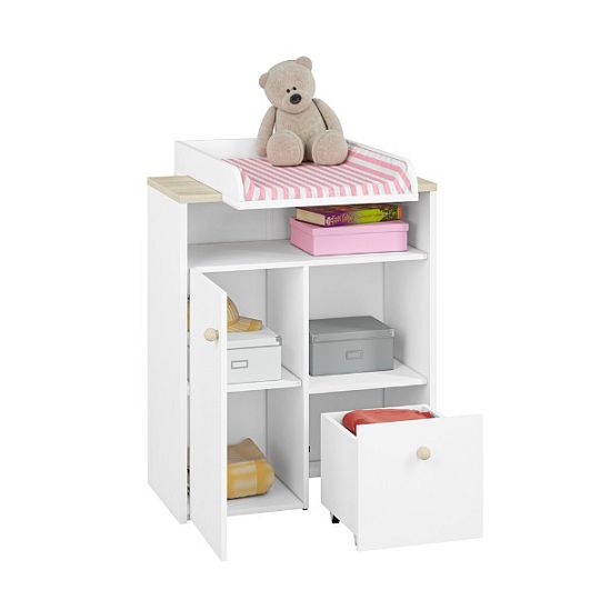 EMPOLI 10 komoda, bílá/buk