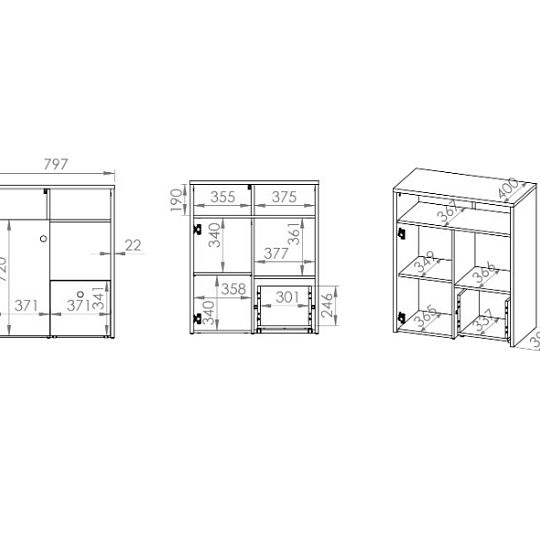 EMPOLI 10 komoda, bílá/buk