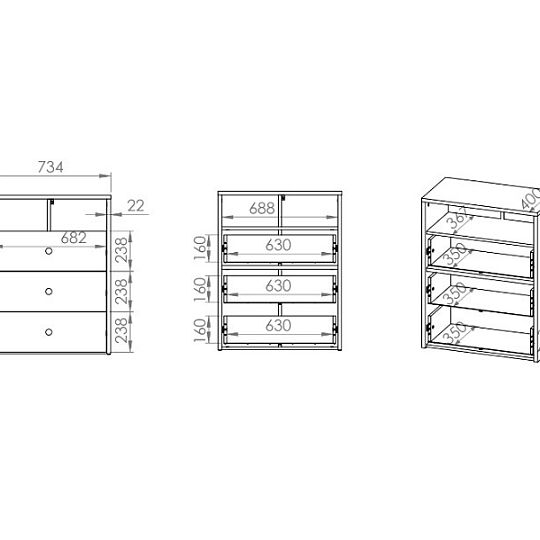 EMPOLI 11 komoda, bílá/buk