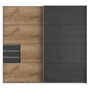 SAIGON šatní skříň 225, dub planket/šedá sklo