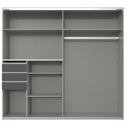 SAIGON šatní skříň 225, dub planket/šedá sklo