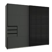 SAIGON šatní skříň 225, grafit/černá sklo