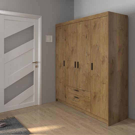 EVERLY 4D-2S šatní skříň, dub lefkas