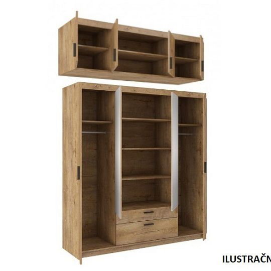 EVERLY 4DN-2S šatní skříň + nástavec, bílá