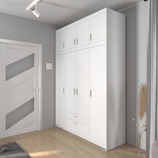 EVERLY 4DN-2S šatní skříň + nástavec, bílá